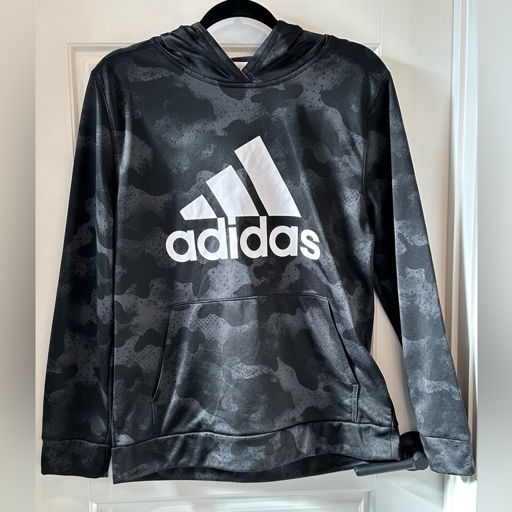 Adidas Tech Fleece Pullover Hoodie Black Camo Size YXL 18-20
